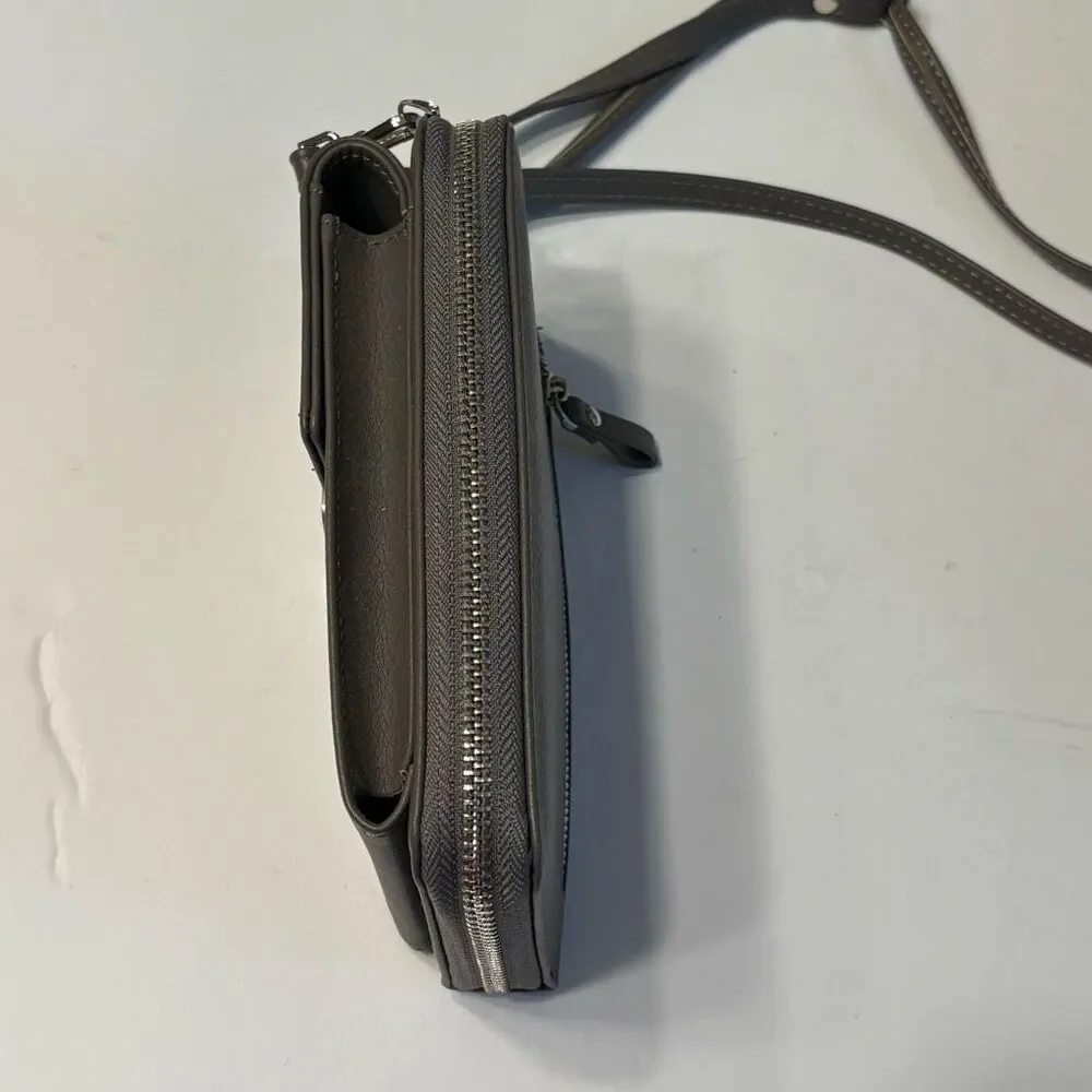 Kukoo Small Crossbody Bag Cell Phone Purse Wallet with Credit Card Slots Grey